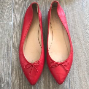 FLASH SALE! J Crew Gemma Red Leather Flats, 9 🎉🎊